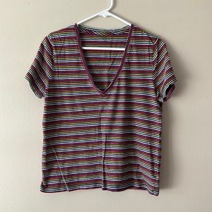 Madewell V Neck Striped Tee